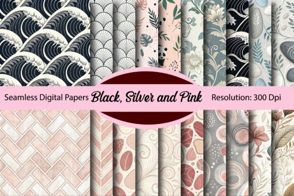 Download Black, Silver and Pink Digital Paper - Digital paper Collection
