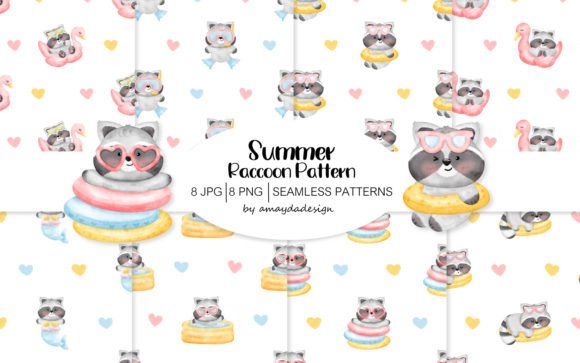 Download Cute Raccoon Patterns and Digital Paper - Digital paper Collection