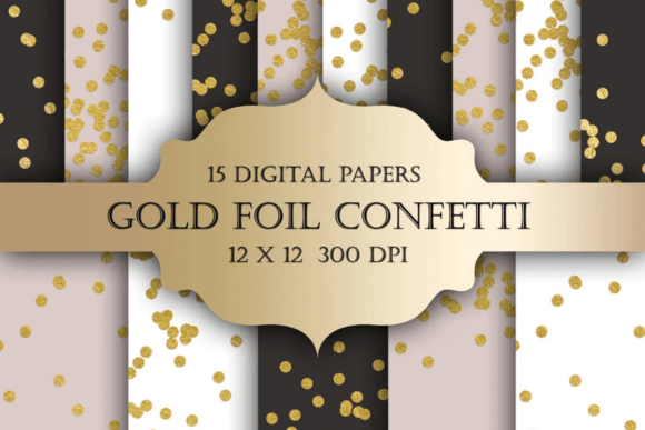 Download Gold Foil Dot Confetti Digital Paper - Digital paper Collection