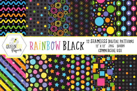 Download Seamless Rainbow Black Digital Paper - Digital paper Collection