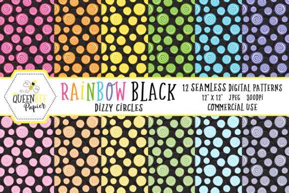 Download Seamless Rainbow Black Circles Digital Paper - Digital paper Collection