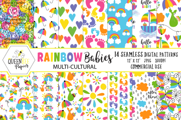 Download Seamless Rainbow Baby Digital Paper - Digital paper Collection