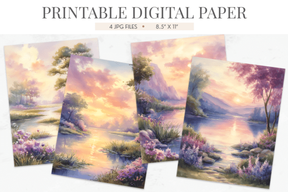 Download Pastel River Sunset Junk Journal Papers - Premium Resources