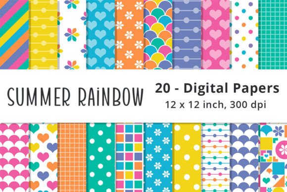 Download Summer Rainbow Digital Paper Download - Digital paper Collection