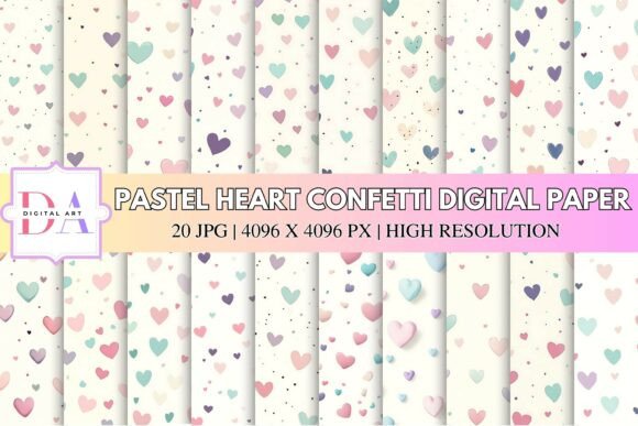 Download Pastel Heart Confetti Digital Paper - Digital paper Collection