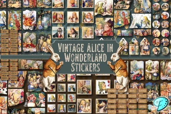 Download Vintage Alice in Wonderland Stickers - Stickers Collection