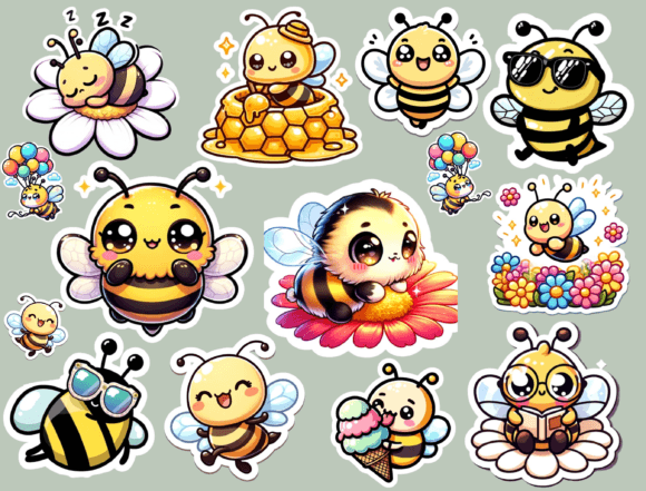 Download Kawaii Cute Bee Stickers - Premium Resources